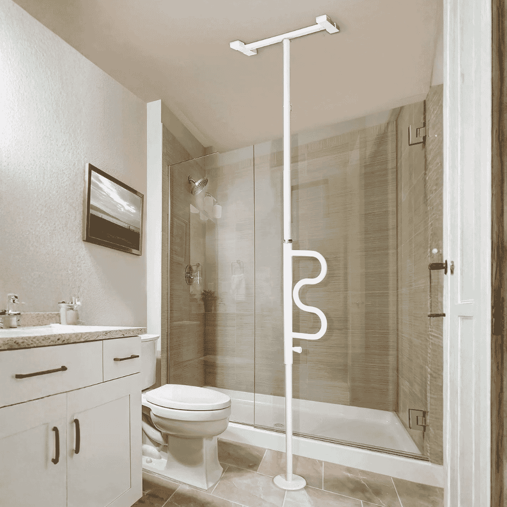 bed security pole with grab bar white lifestyle