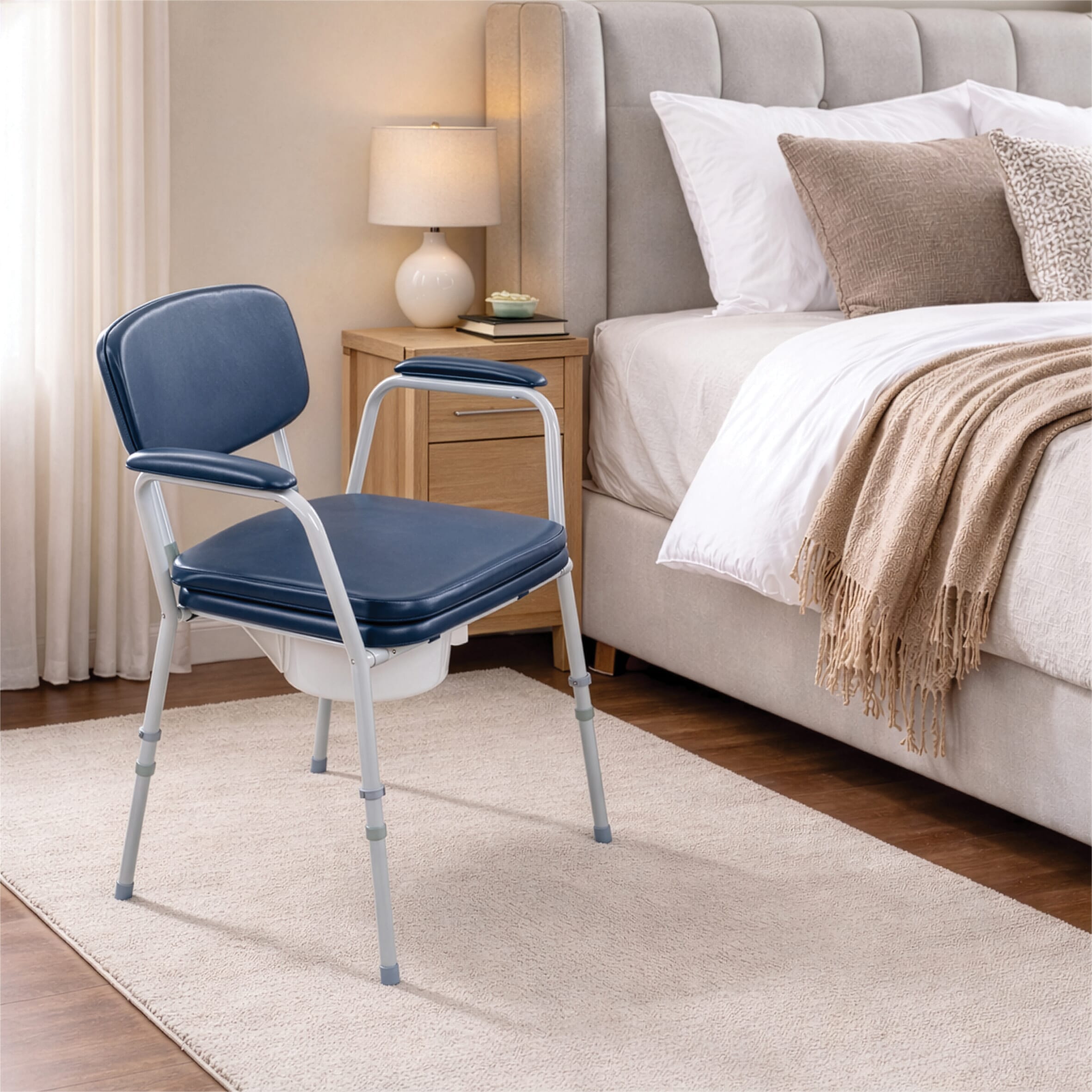 bedside comfort commode lifestyle in bedroom