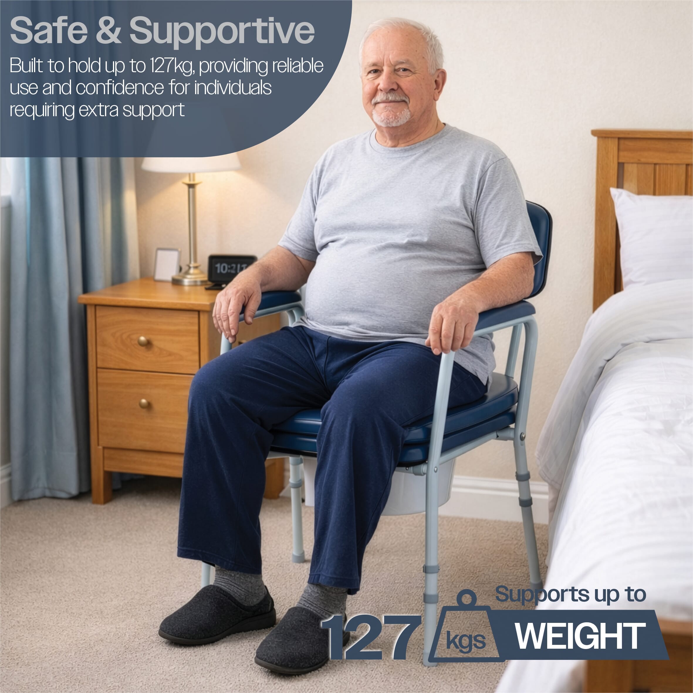 bedside comfort commode max user weight