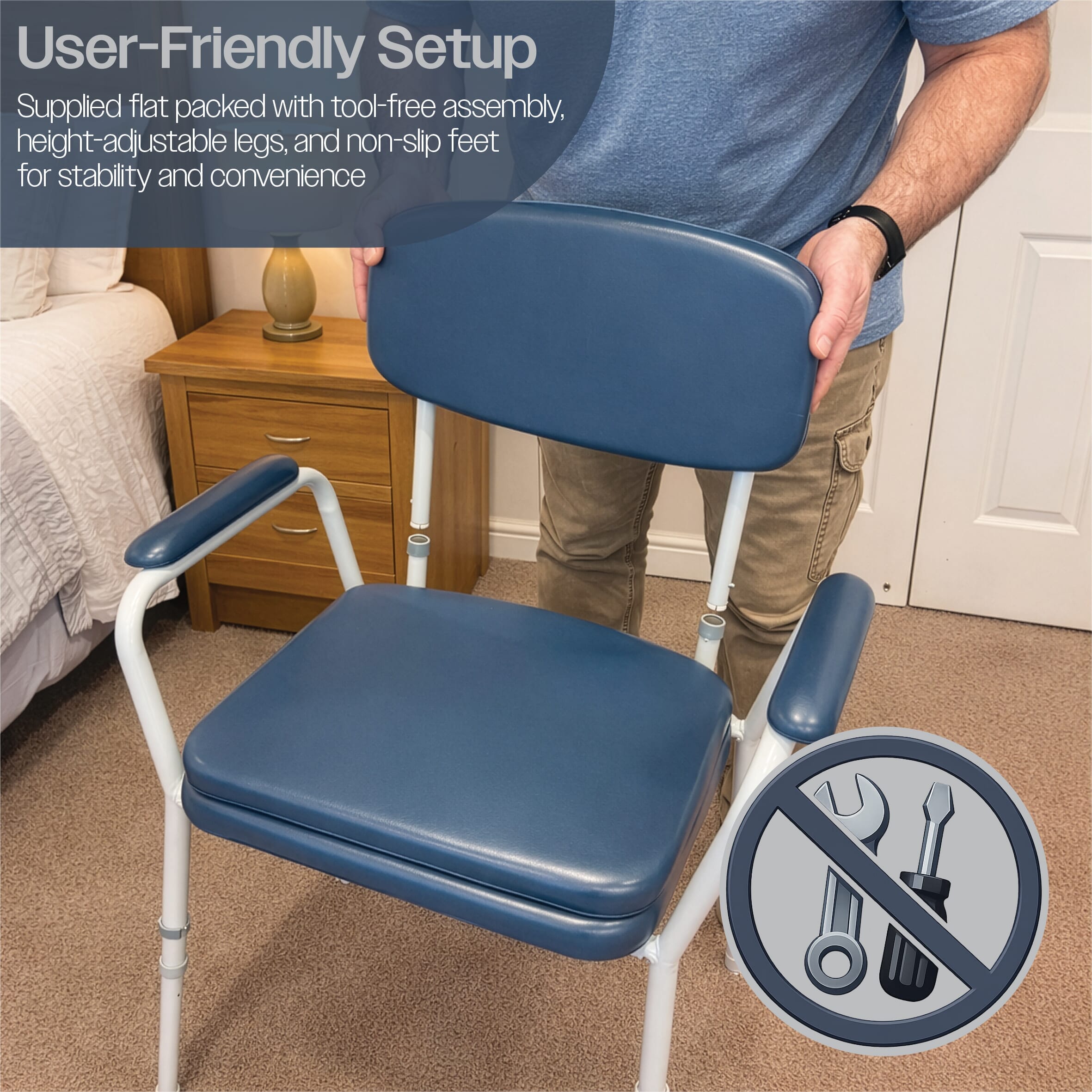 bedside comfort commode tool free assembly