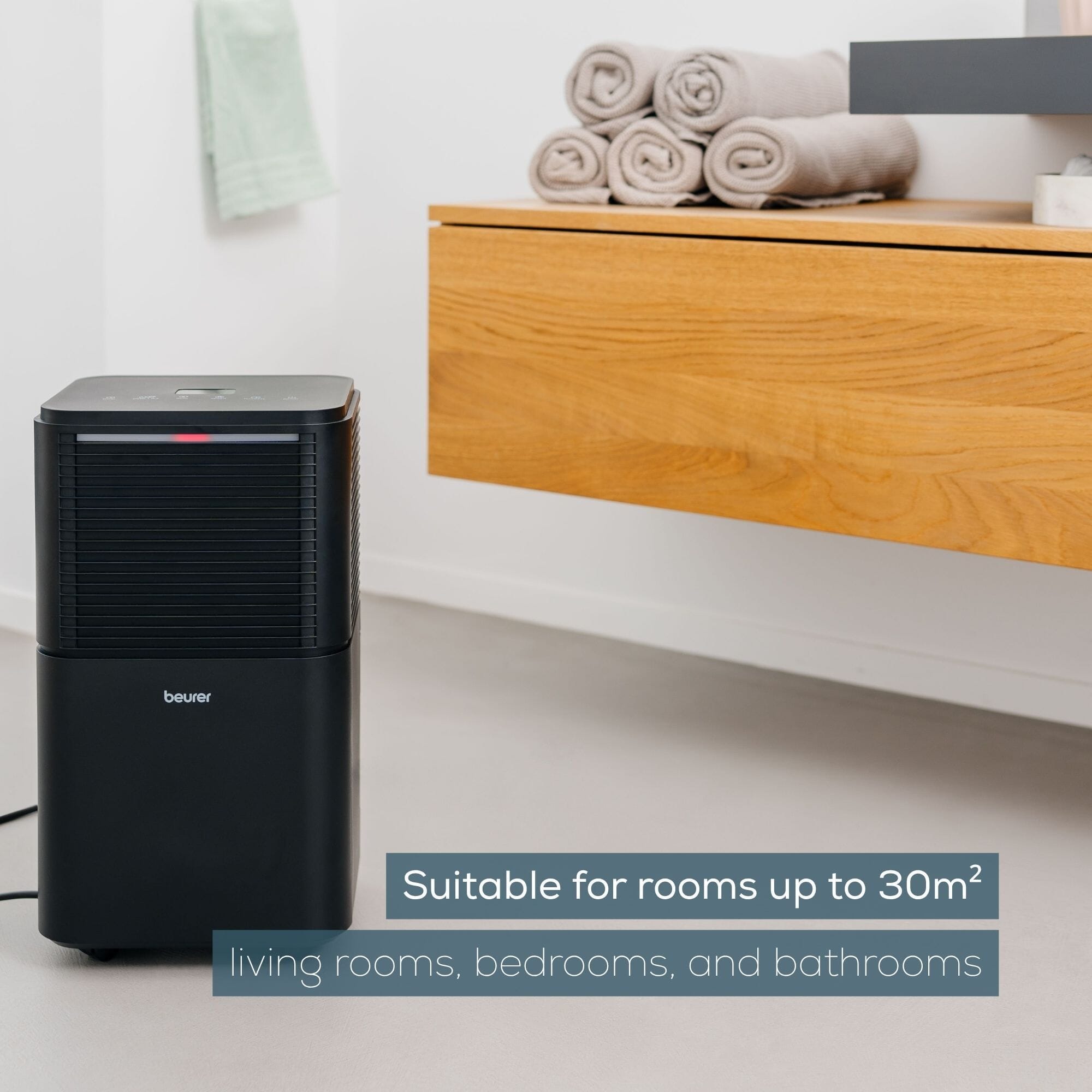beurer 12l smart monitor dehumidifier room size