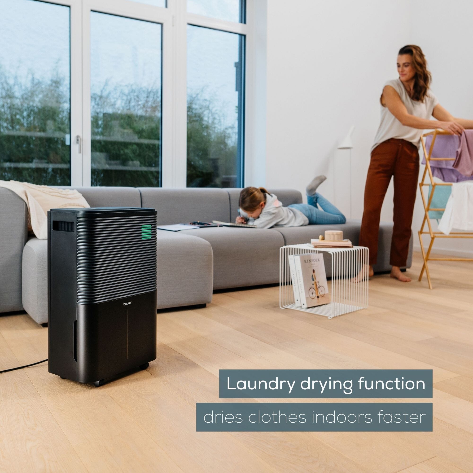 beurer 20l smart monitor dehumidifier dries clothes