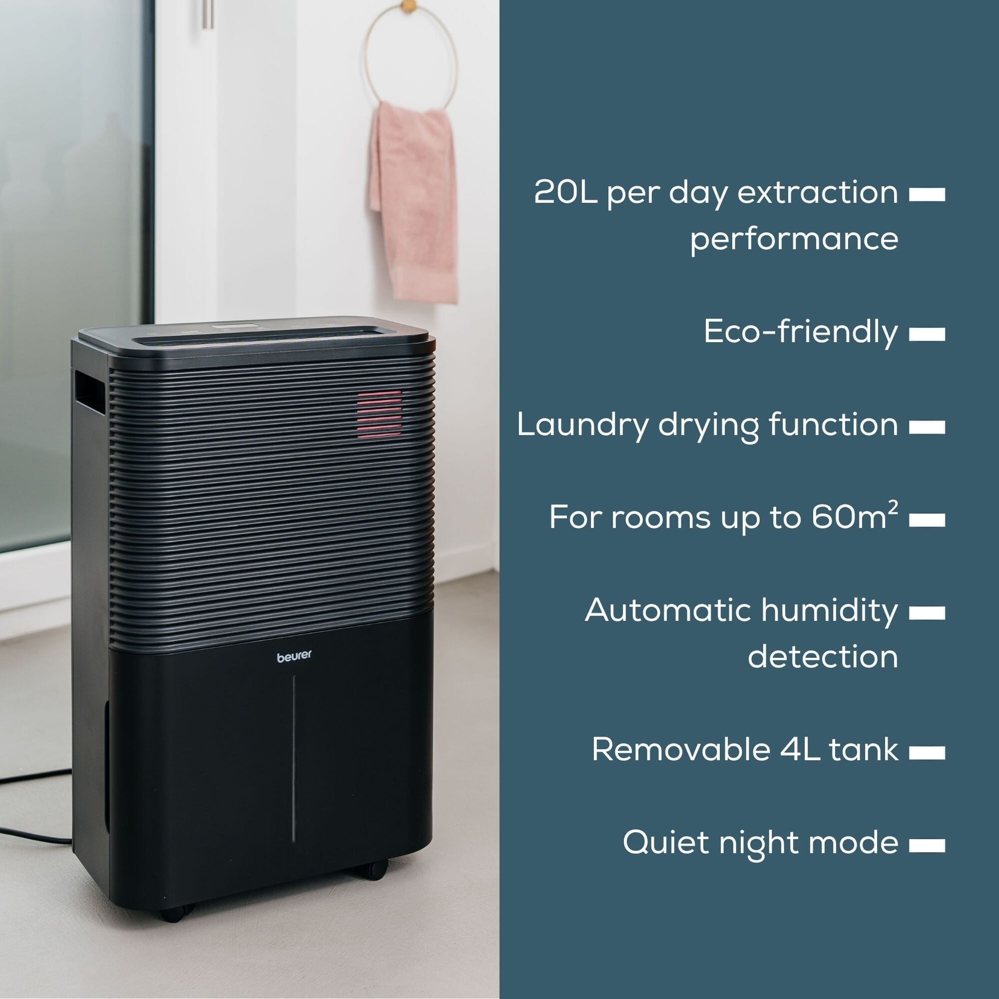 beurer 20l smart monitor dehumidifier features