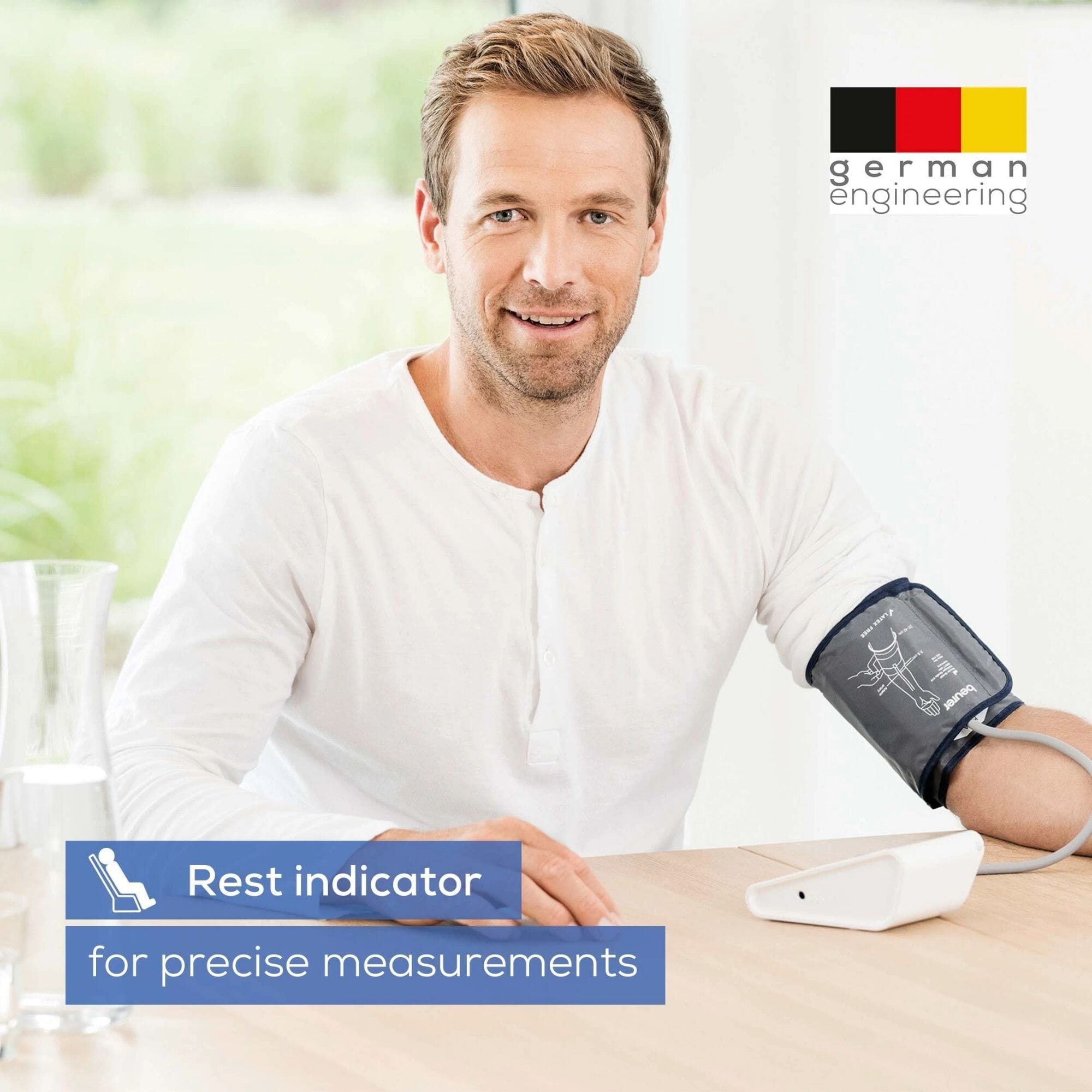beurer bm28 upper arm blood pressure monitor in use