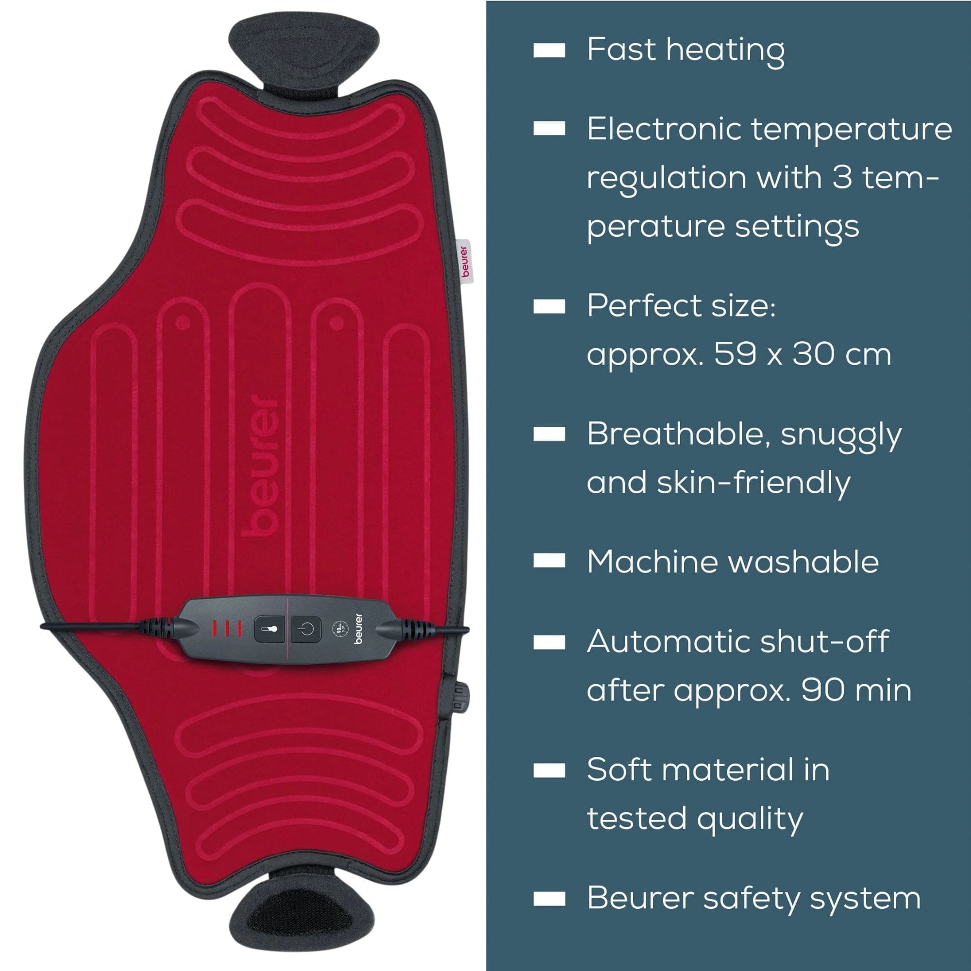 beurer easy fix multifunctional heat pad features