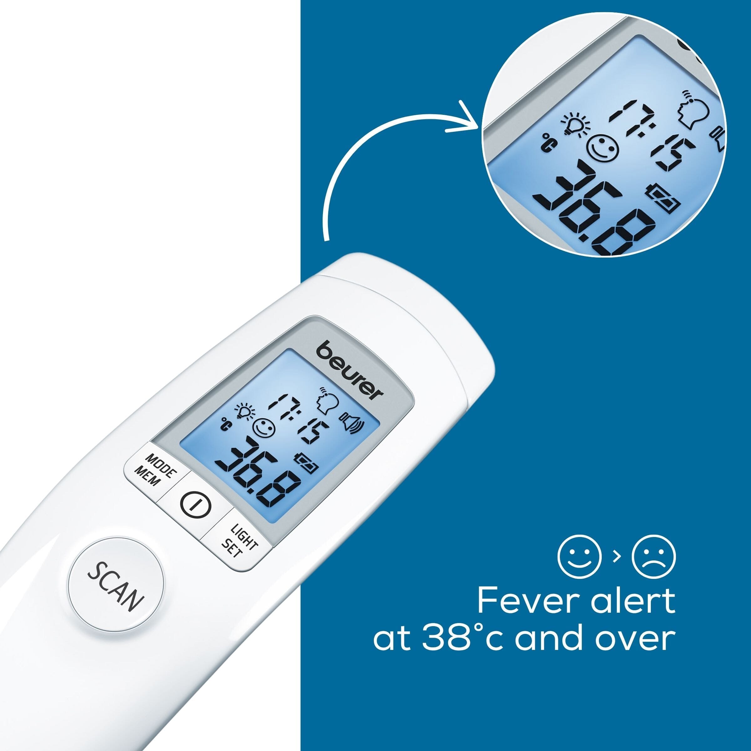 beurer ft90 infrared thermometer fever alert