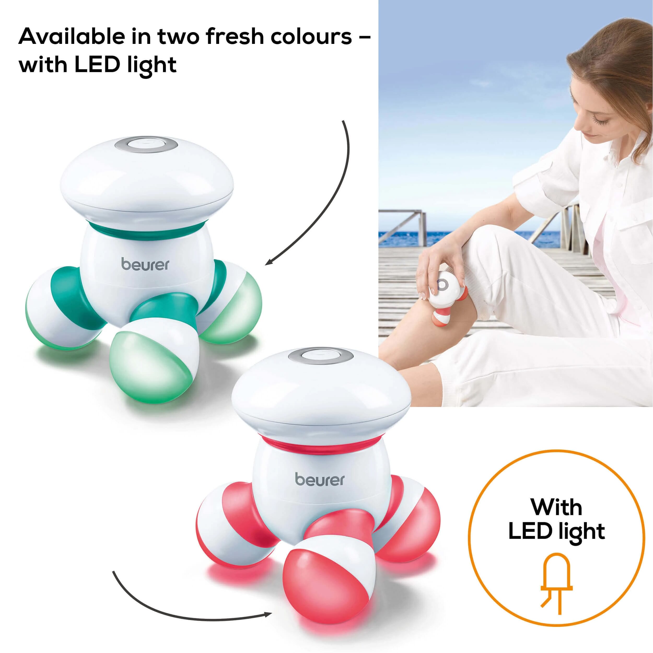 beurer mg 16 mini massager with led light