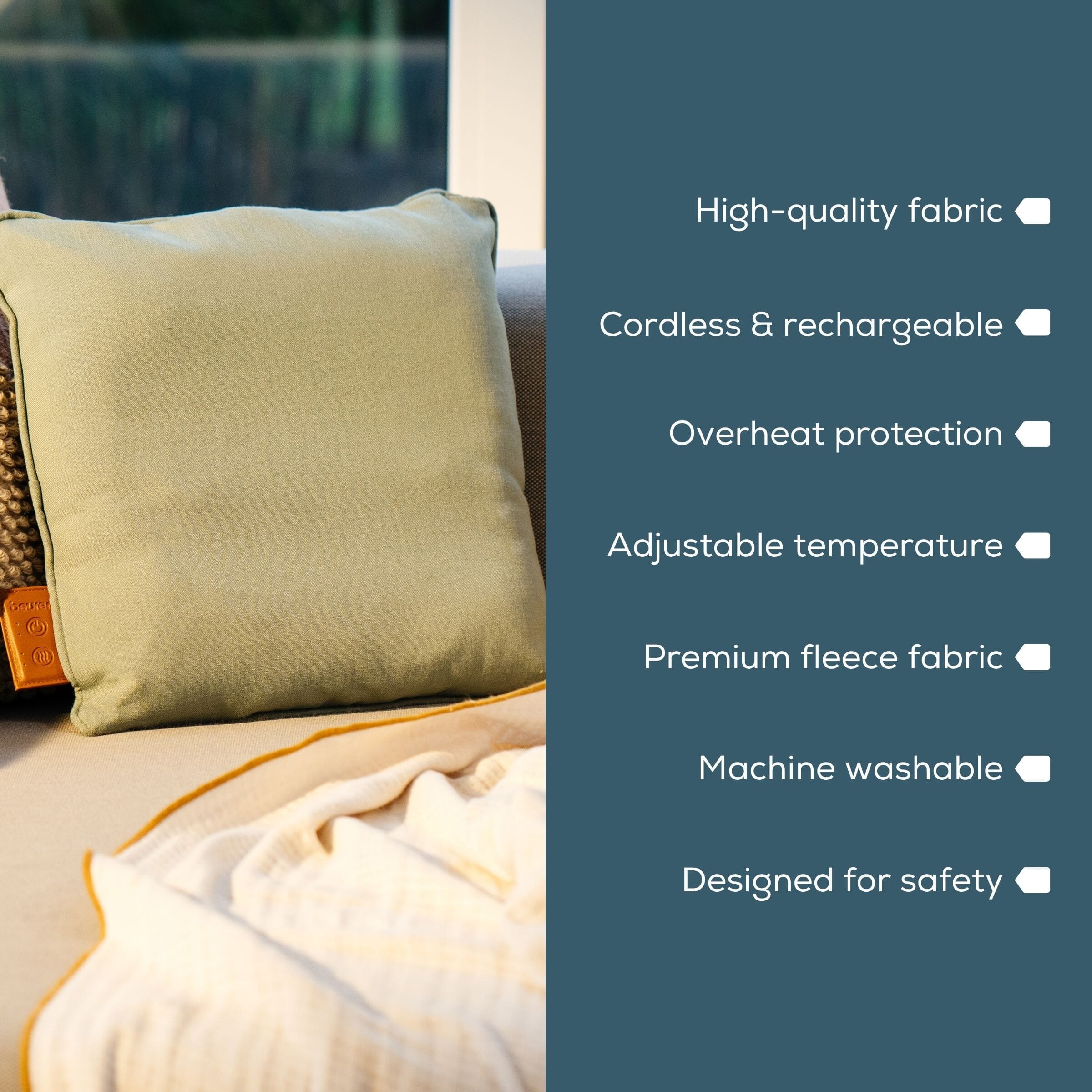 beurer mg139 heated shiatsu massage cushion key features