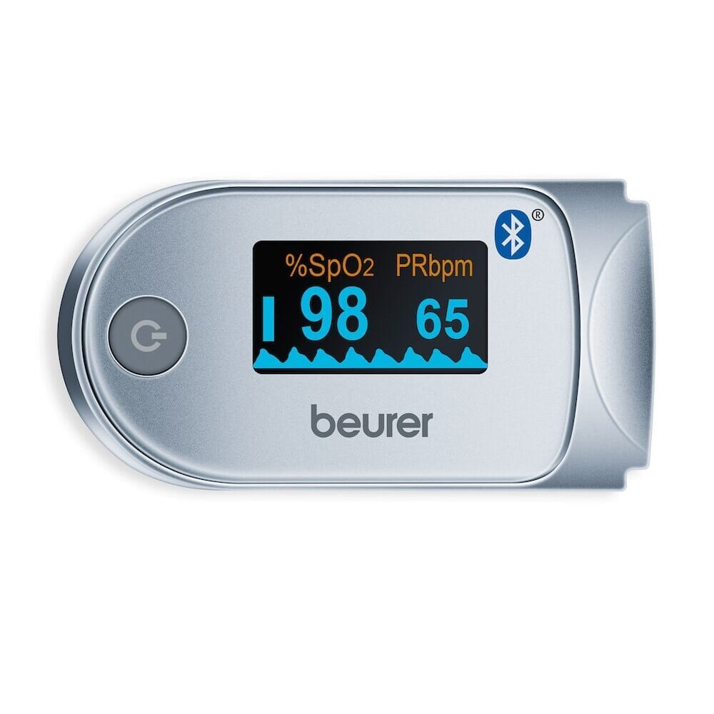 beurer po 60 bluetooth pulse oximeter display close up