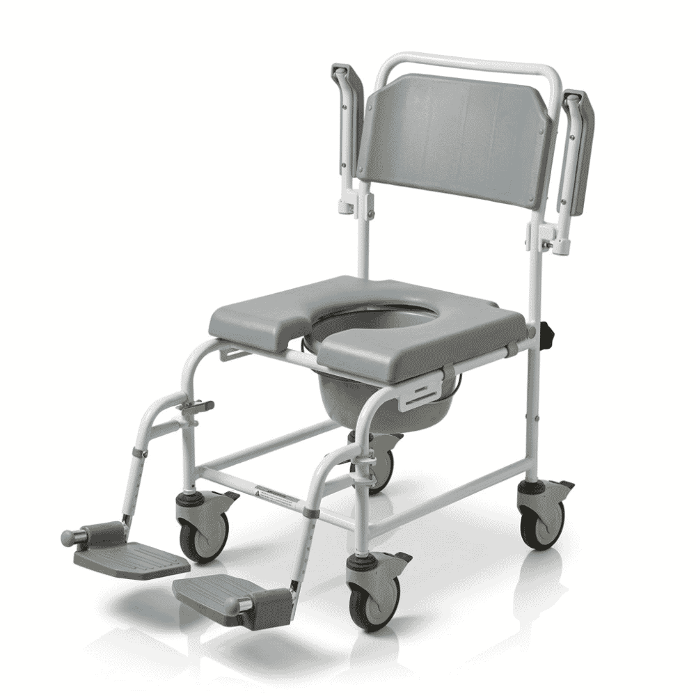 bewl attendant propelled shower commode chair raised arms