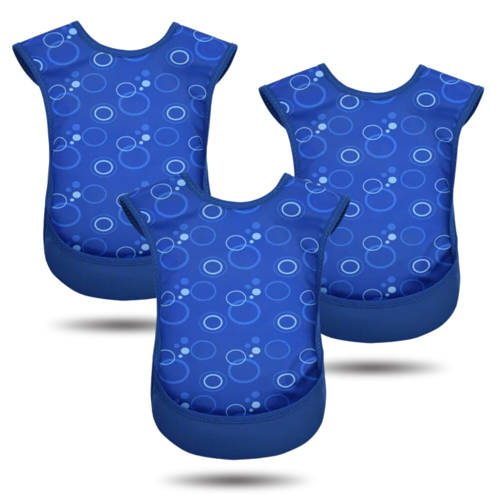 bibetta pro80 waterproof tabard bib blue bubbles junior pack of 3