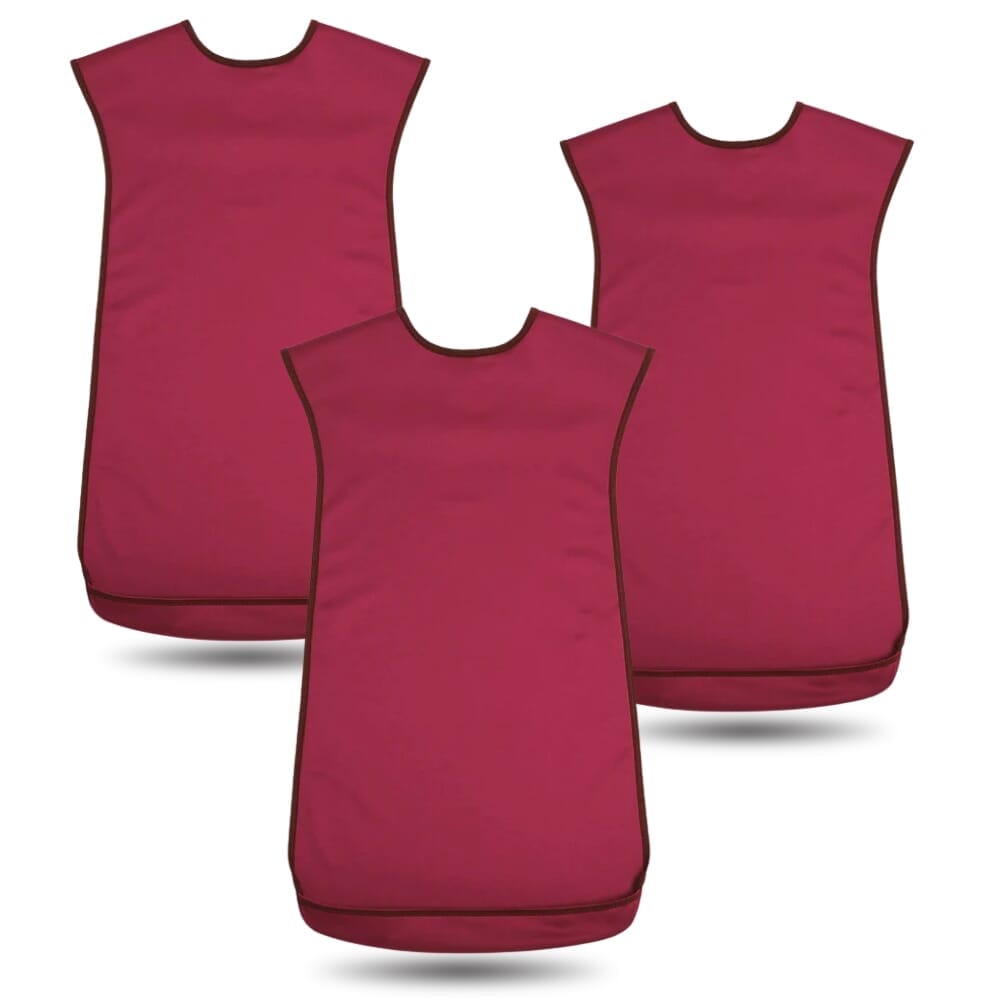 bibetta pro80 waterproof tabard bib burgundy large pack of 3