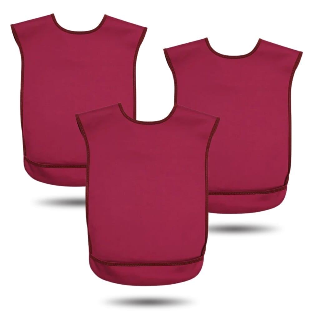 bibetta pro80 waterproof tabard bib burgundy small pack of 3