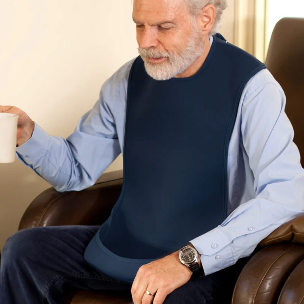 bibetta pro80 waterproof tabard bib navy medium lifestyle