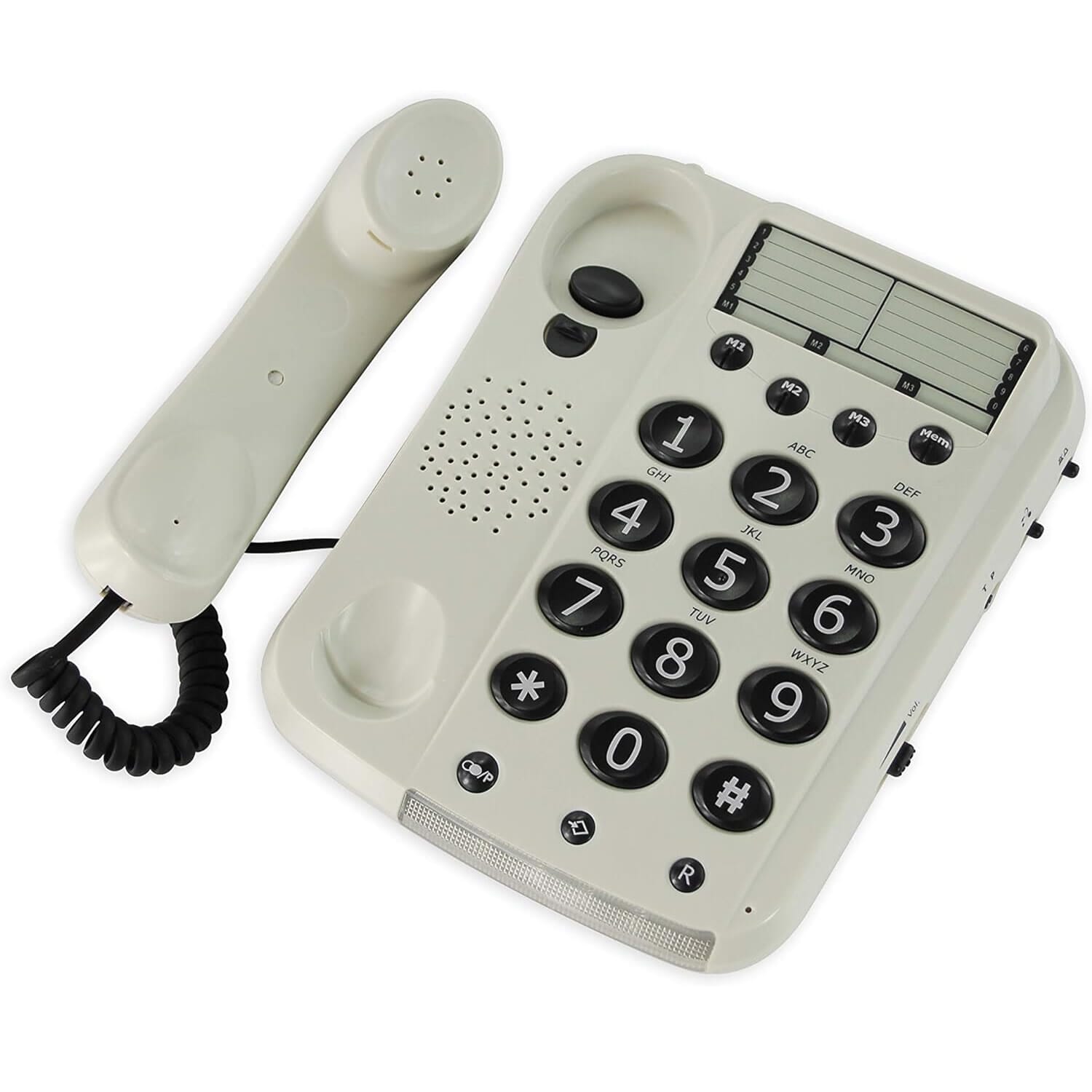 big button white telephone from above