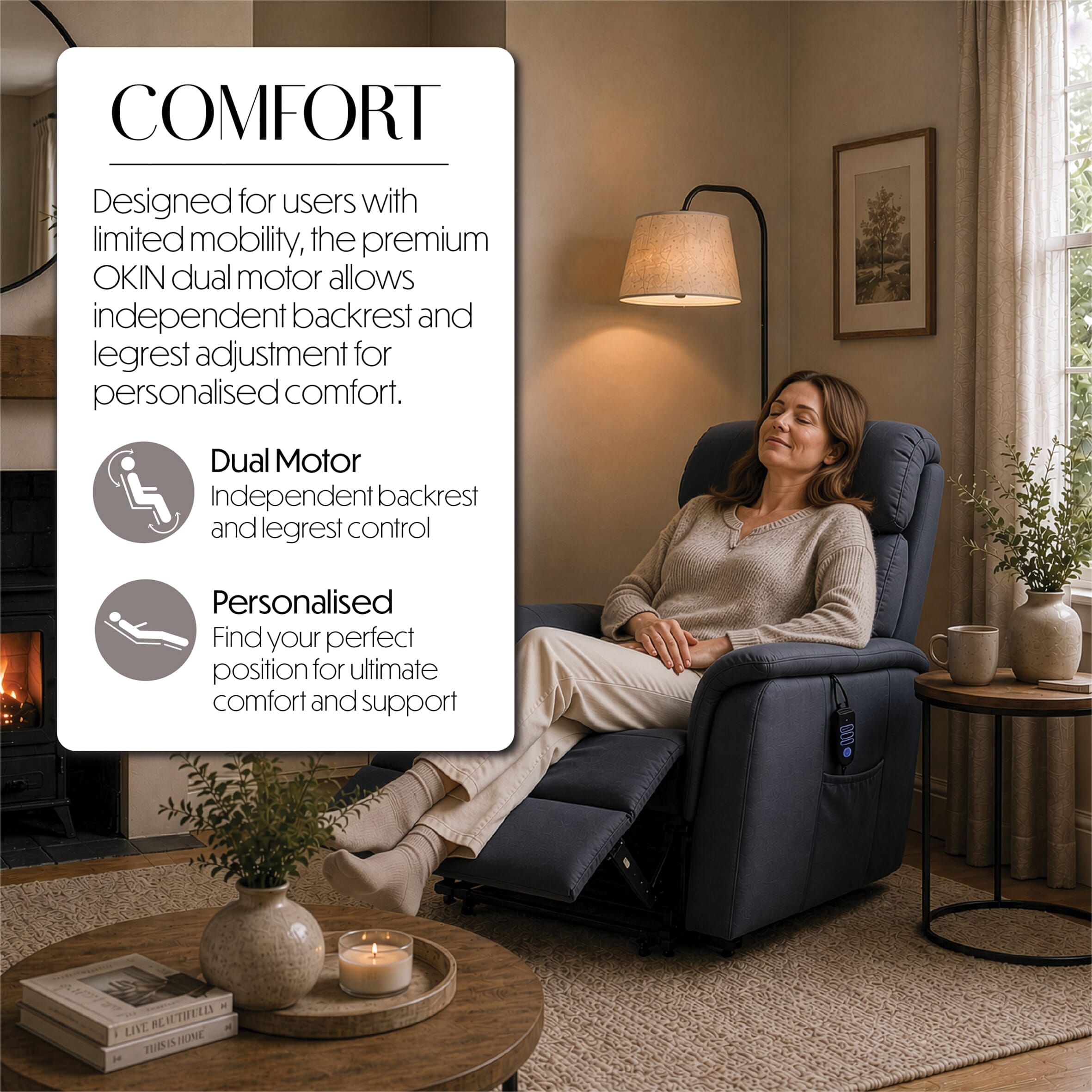 billingham dual motor riser recliner chair comfort