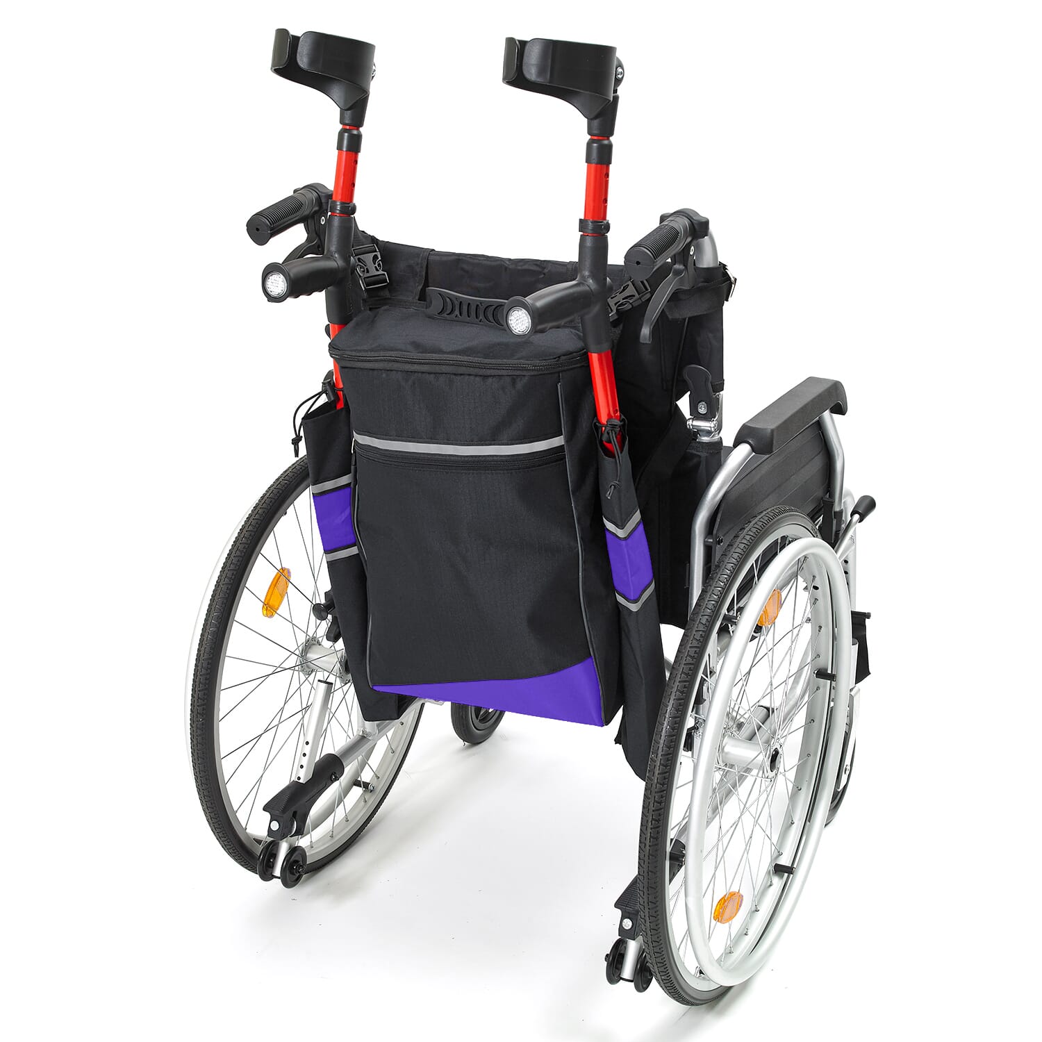 biscay wheelchair crutch bag on wheelchair