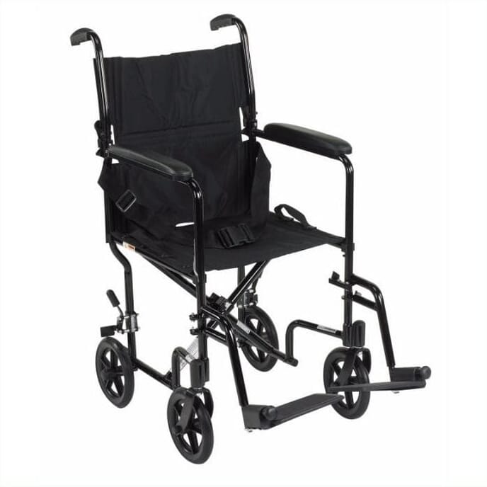 black lightweight travel wheelchair