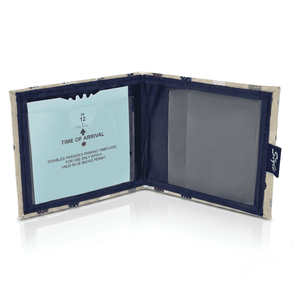 blue badge permit holder strawberry linen open