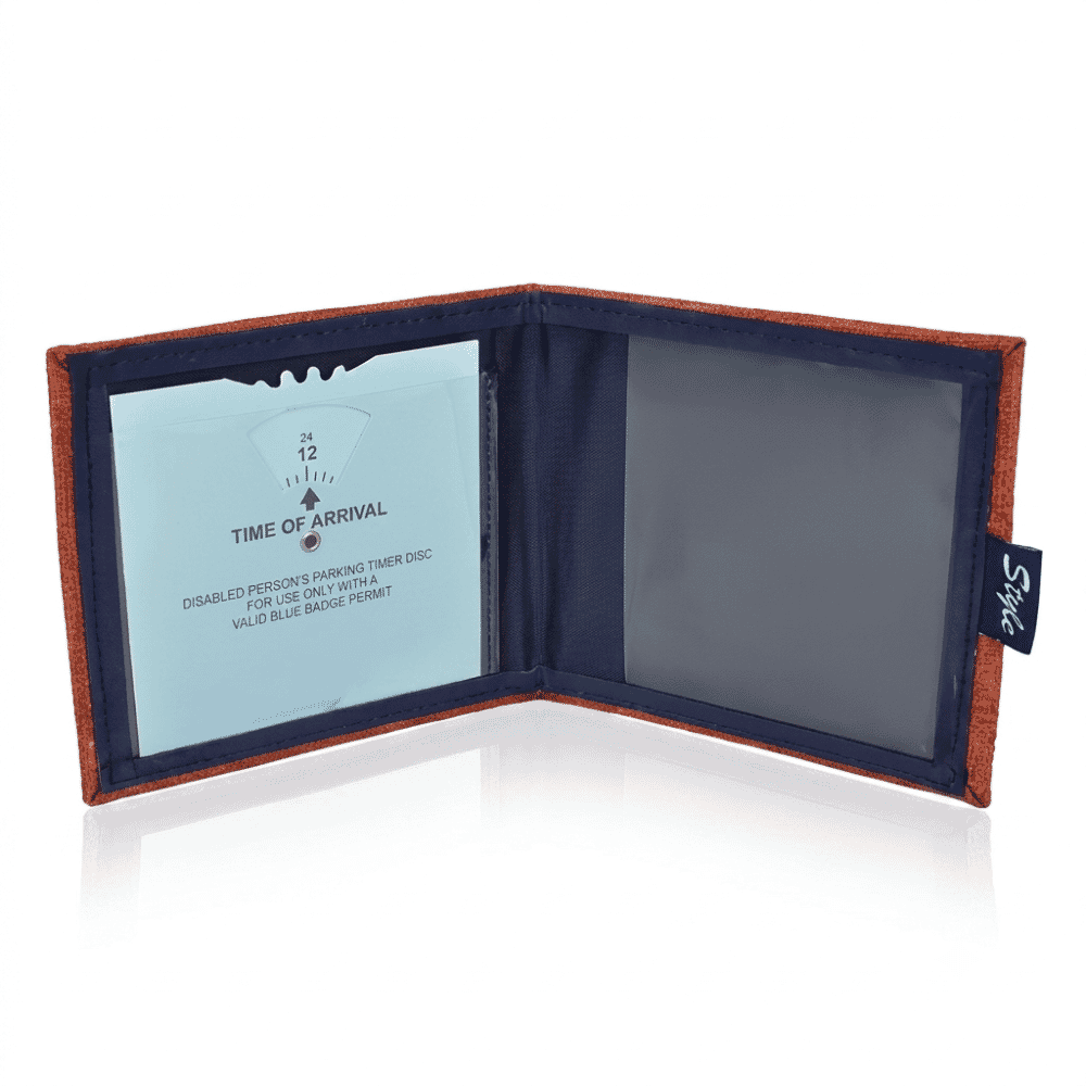 blue badge permit holder terracotta linen open