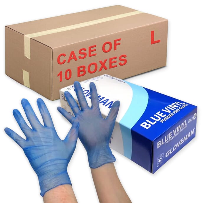 blue vinyl gloves large case of 10 boxes