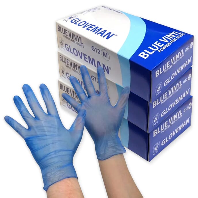 blue vinyl gloves medium 3 boxes