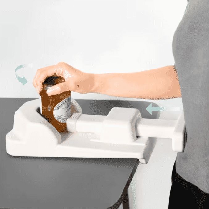 bottle holder and opener in use