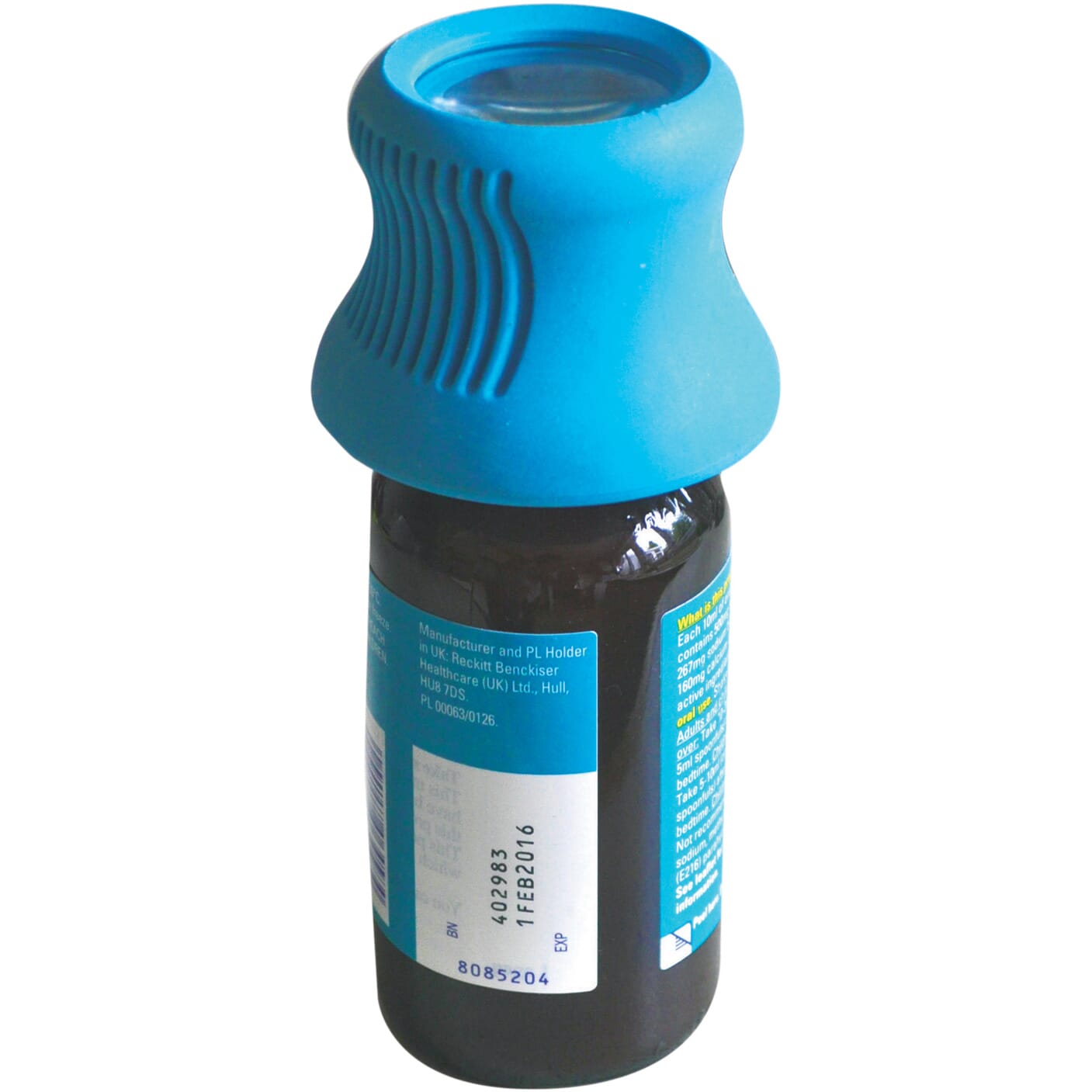 bottle opener with magnifier on bottle