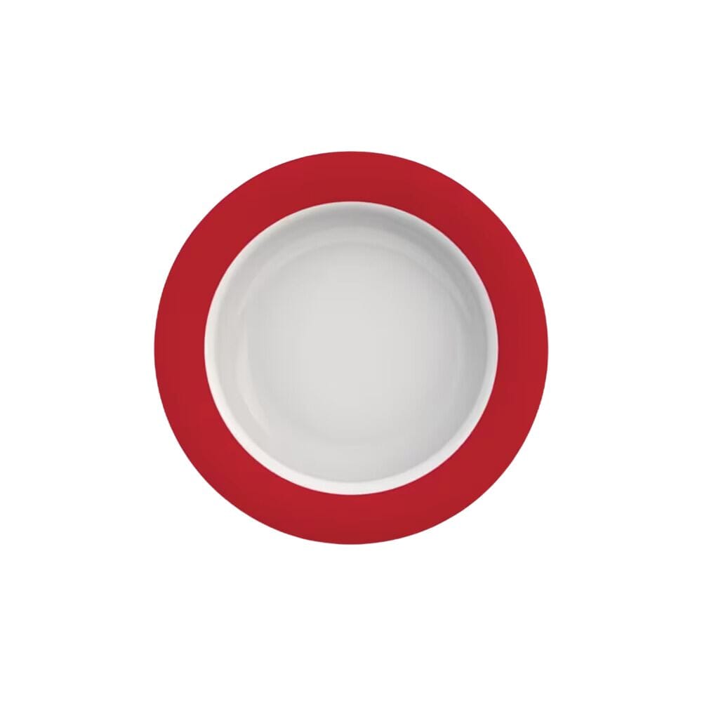 bowl with sloped base red rim