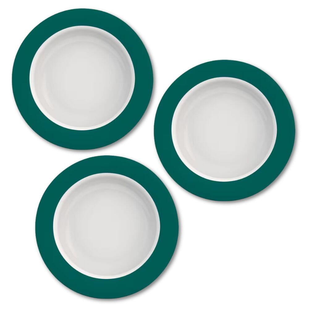 bowl with sloped base teal rim pack of 3