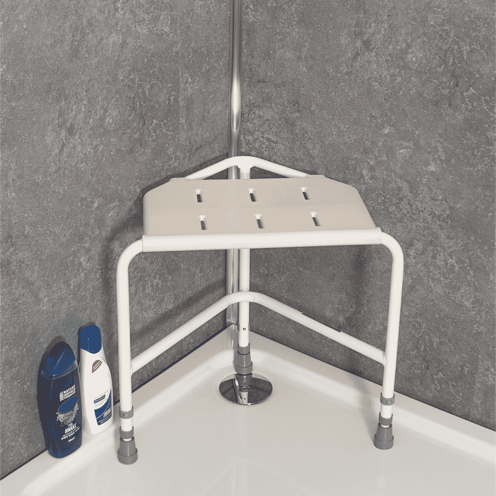 bringhurst corner shower stool in shower