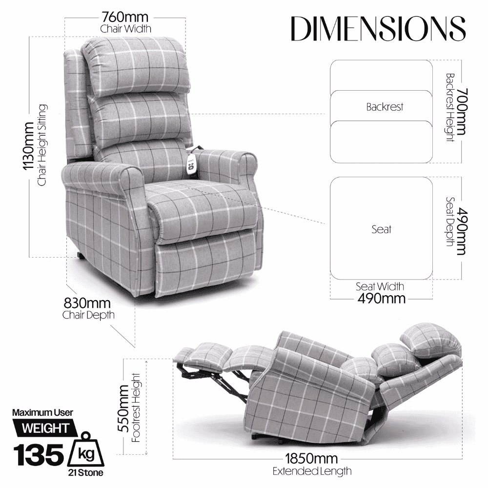 broadway riser recliner chair dimensions