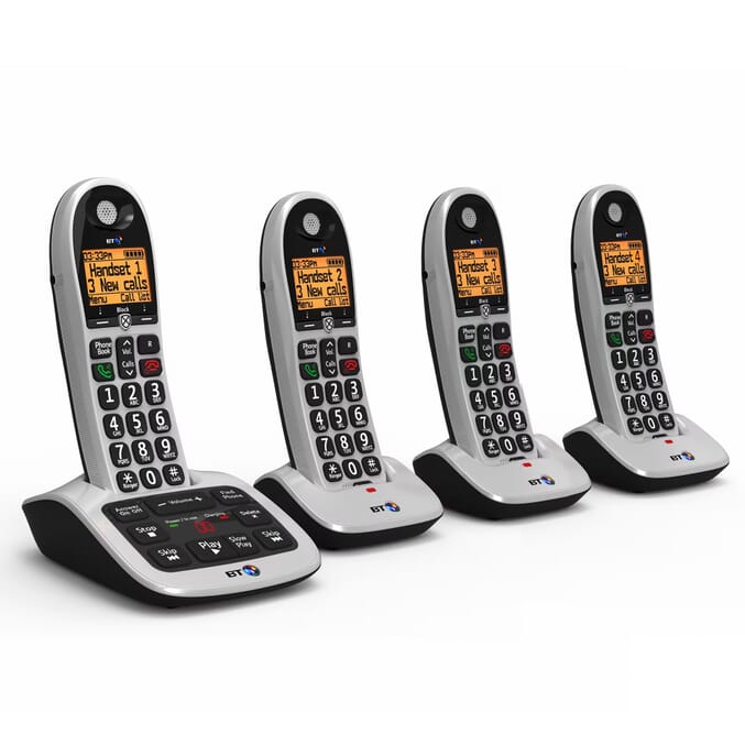 bt 4600 premium big button cordless phone four handsets