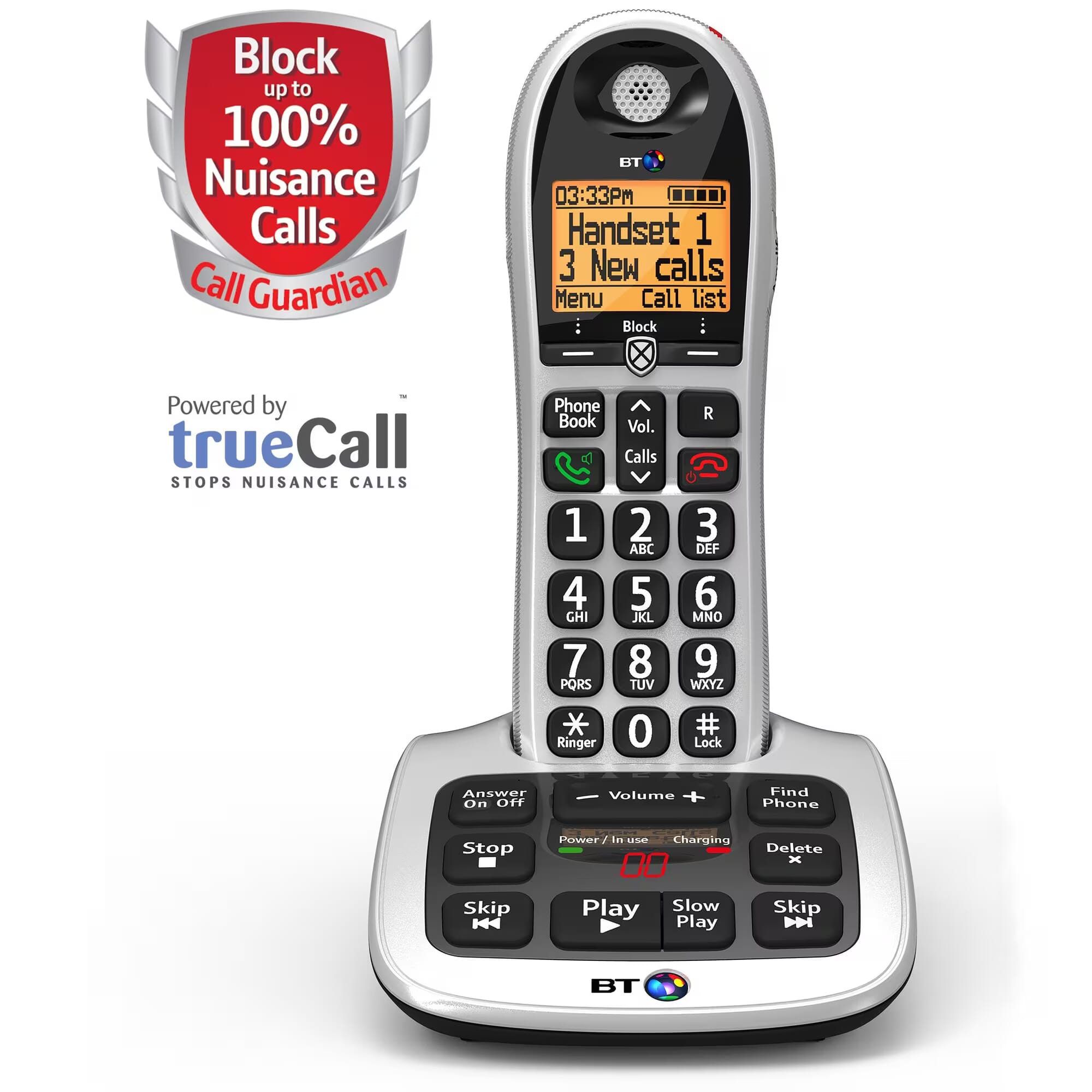 bt 4600 premium big button cordless phone single handset front