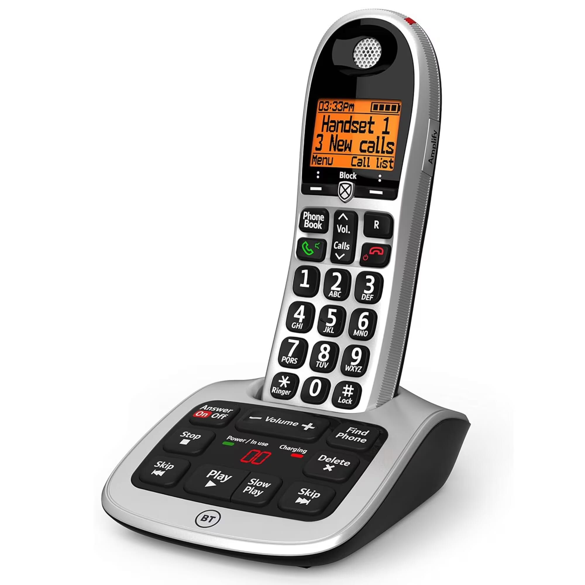 bt 4600 premium big button cordless phone single handset side
