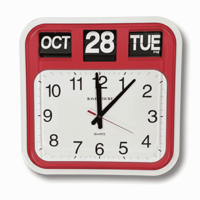 calendar wall clock red