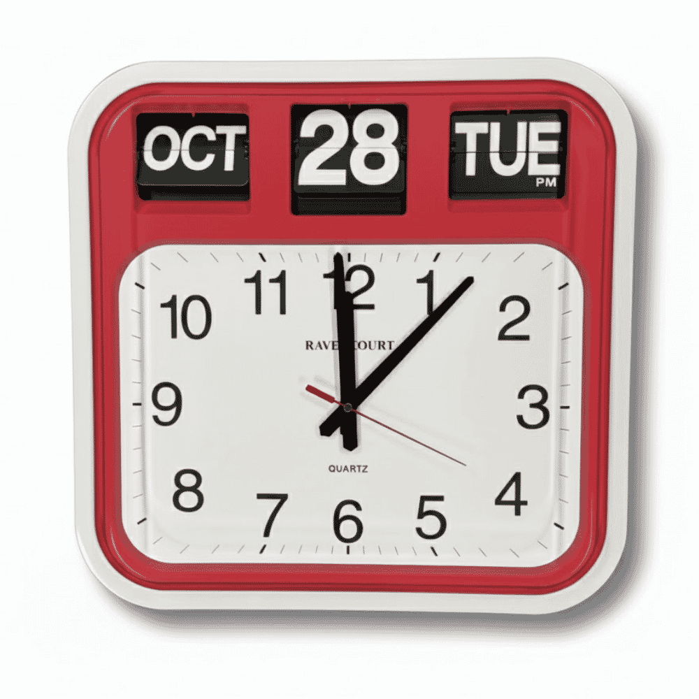 calendar wall clock red