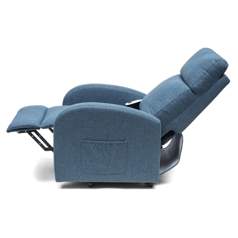 cansfield riser recliner chair blue recline side view