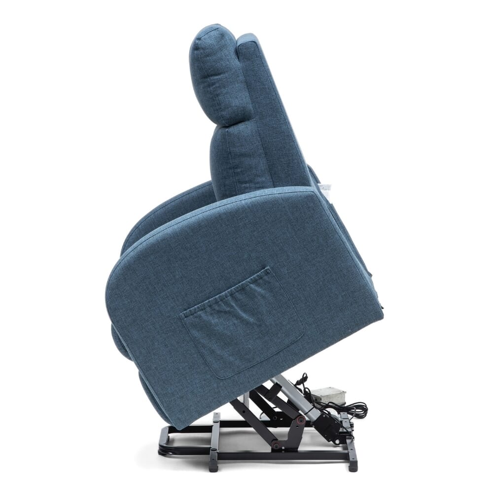 cansfield riser recliner chair blue rise side view