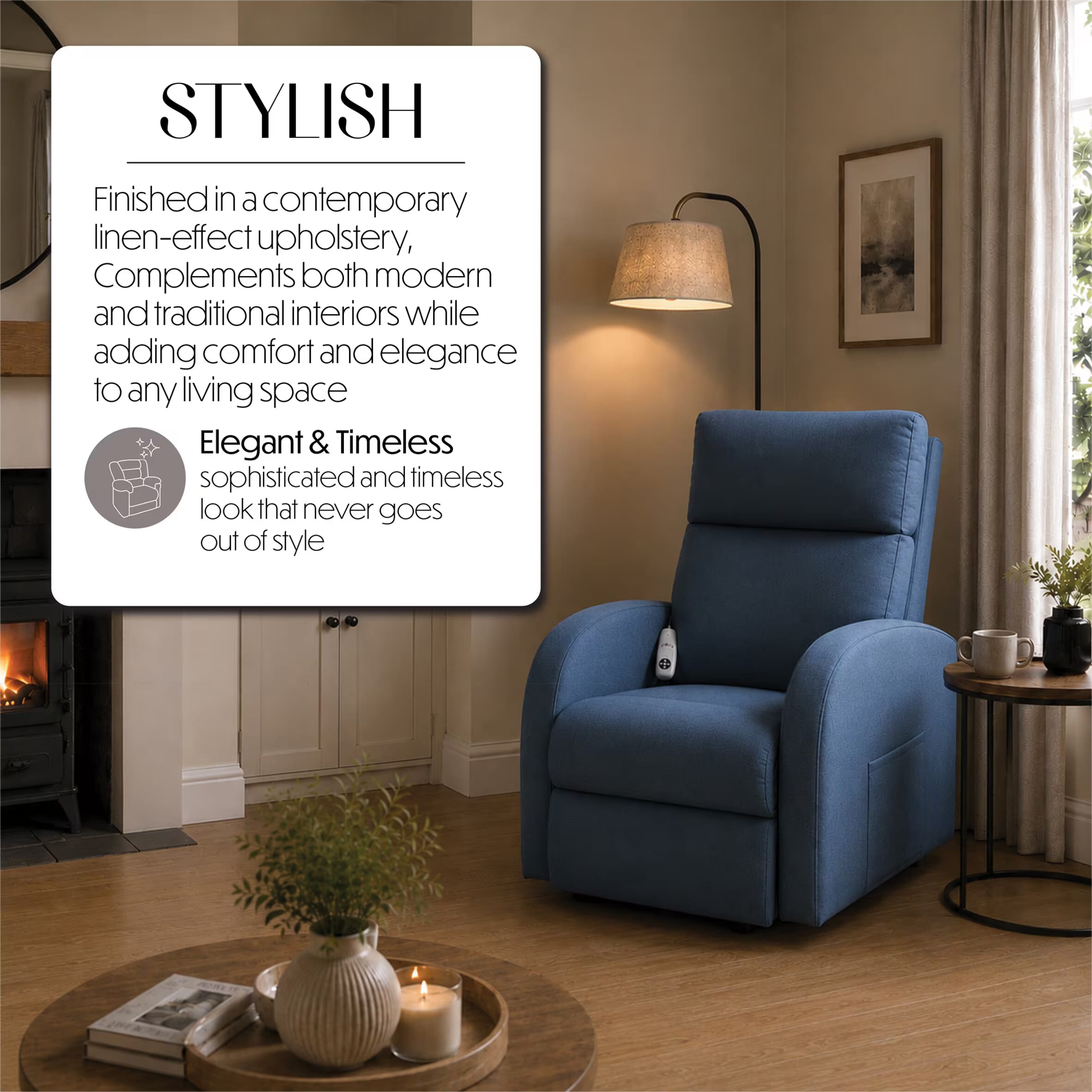 cansfield riser recliner chair blue stylish