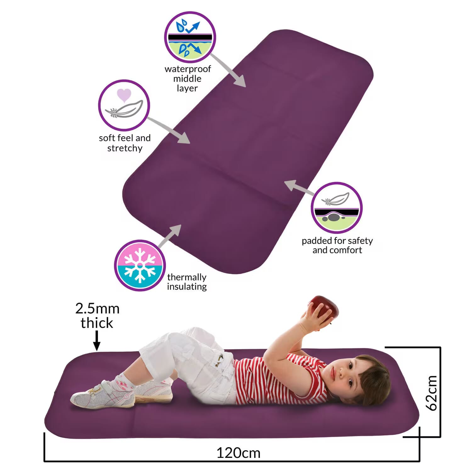 care designs adult changing mat small aubergine dimensions