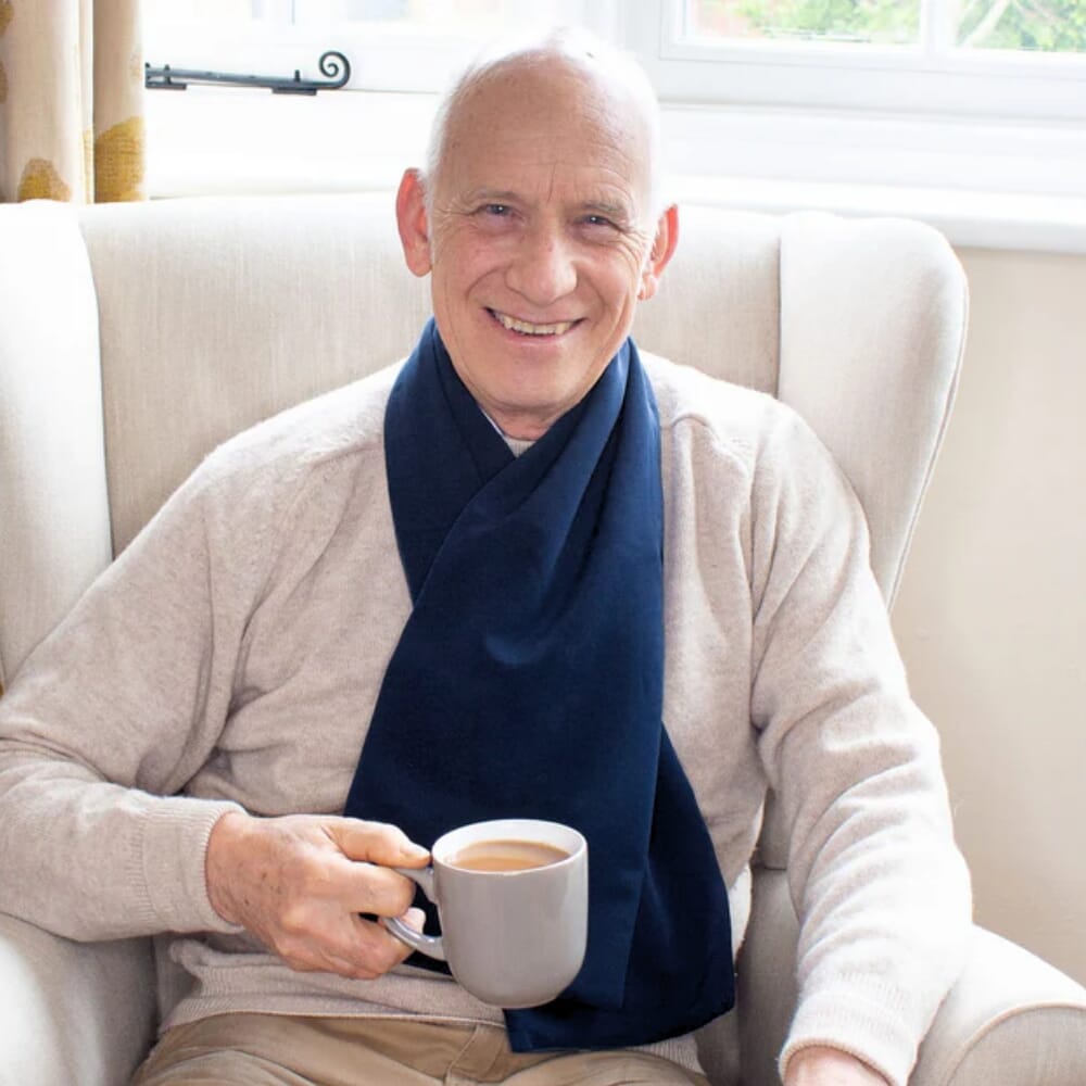 care designs cross scarf clothing protector navy in use