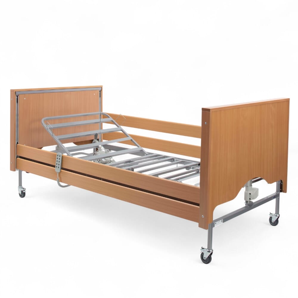 casa elite bed with wooden rails with covered ends