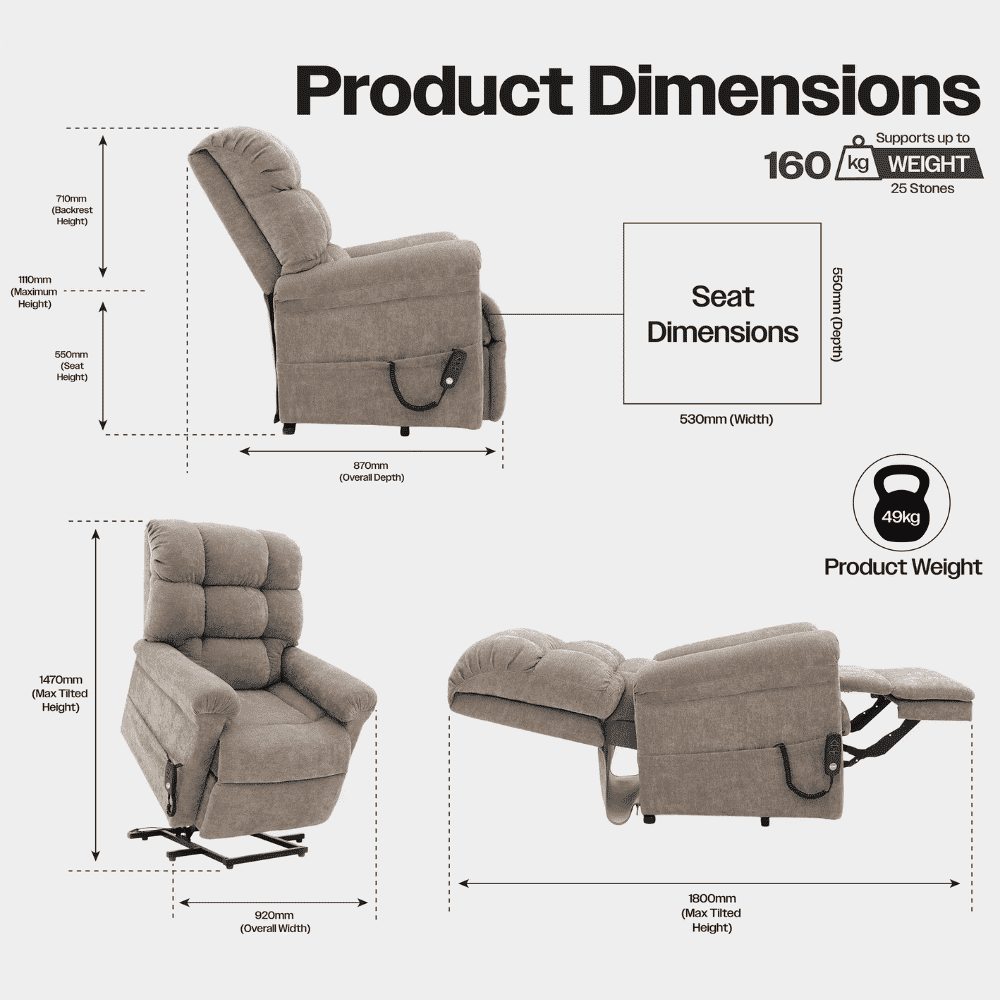chantry dual motor riser recliner chair dimensions