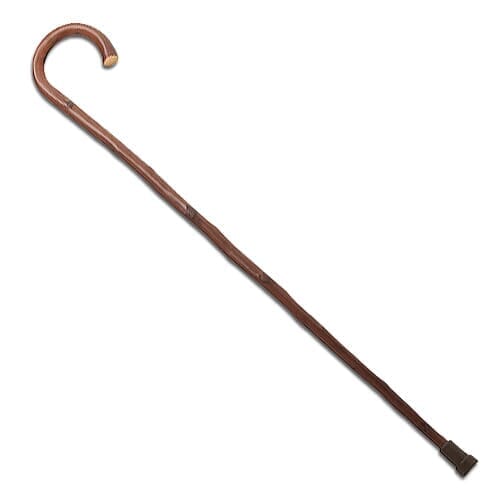 chestnut wooden walking stick reverse