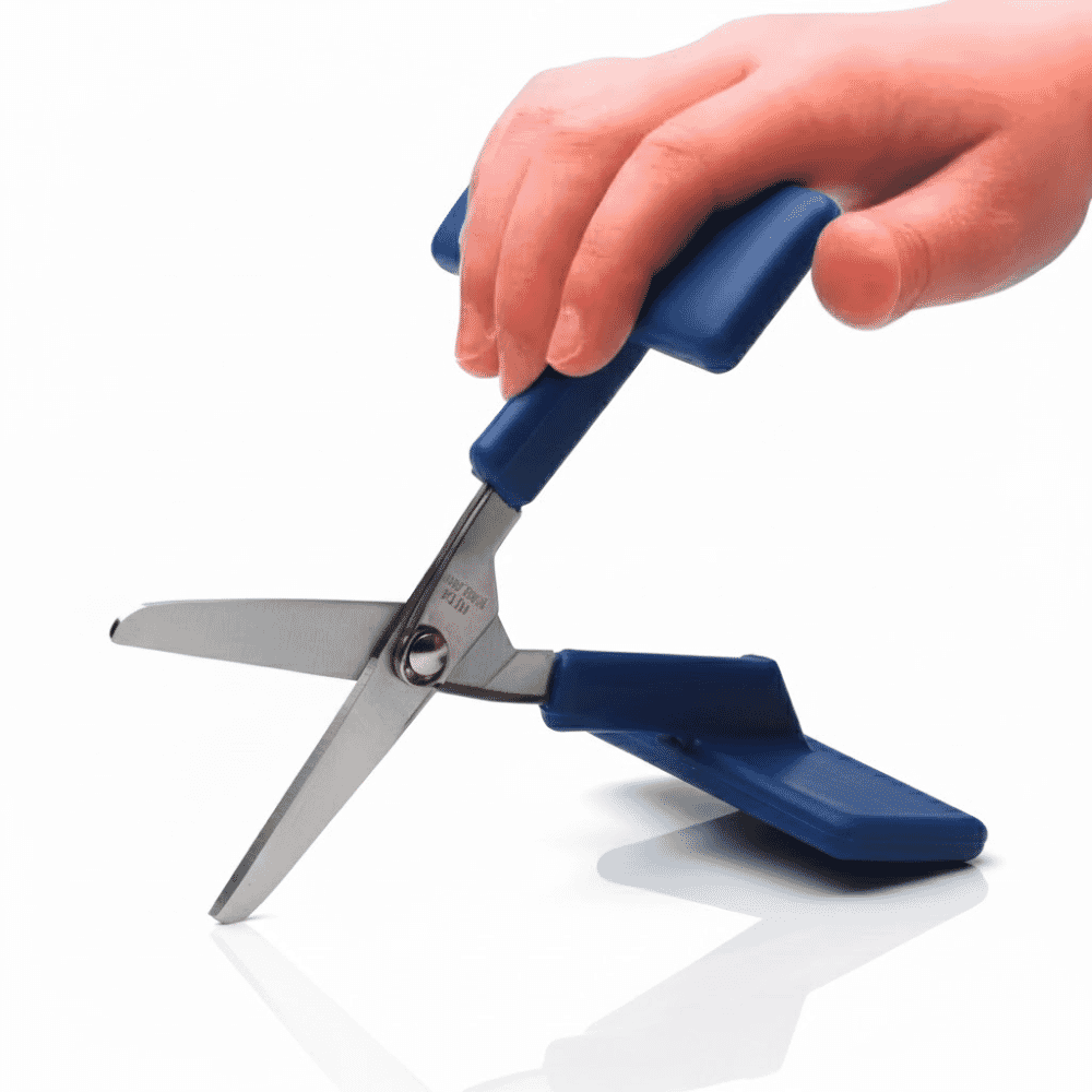 childrens push down table top spring scissors in use