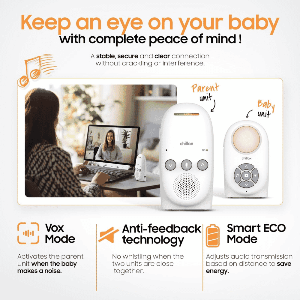 chillax cb210 digital audio monitor with night light features