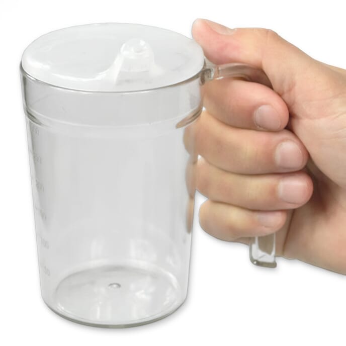 clear drinking mug with handle