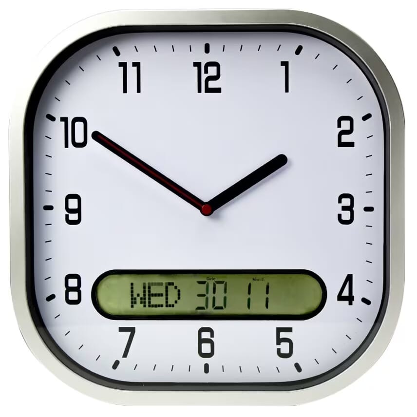 Clear Time Day and Date Wall Clock