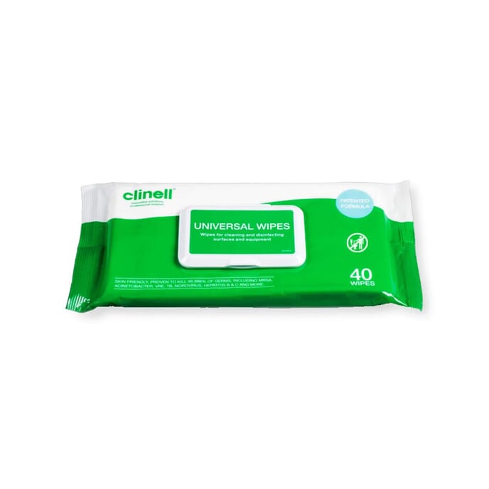 clinell universal sanitising wipes pack of 40 wipes